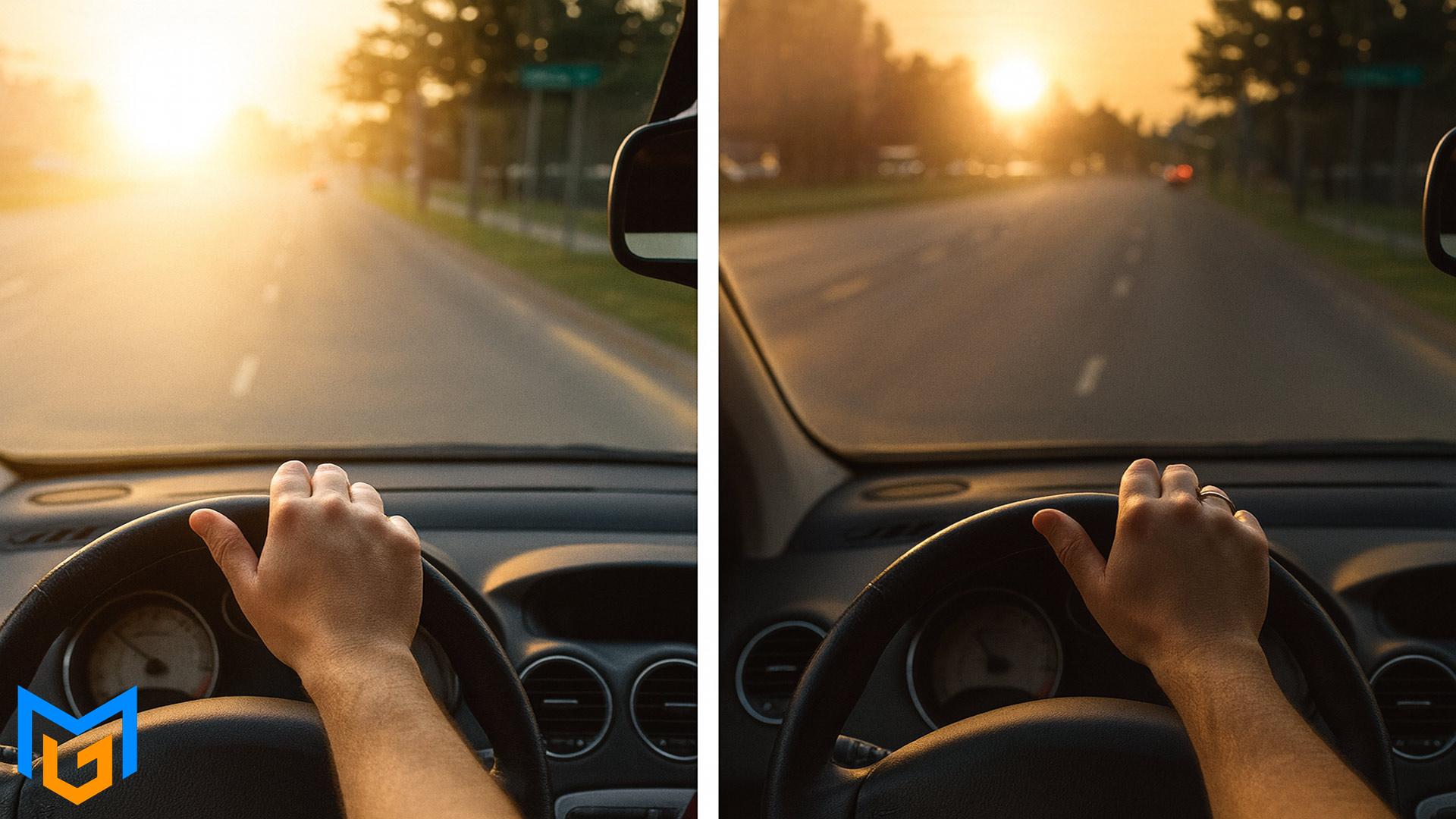 تفاوت دید راننده با و بدون شیشه سولار 